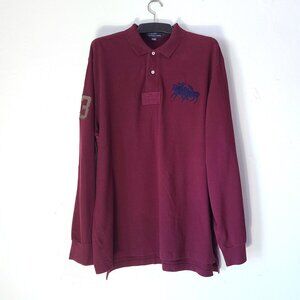 Vintage Polo Ralph Lauren LS Top Men's 2XL Dual Match Big Pony Leather Polo